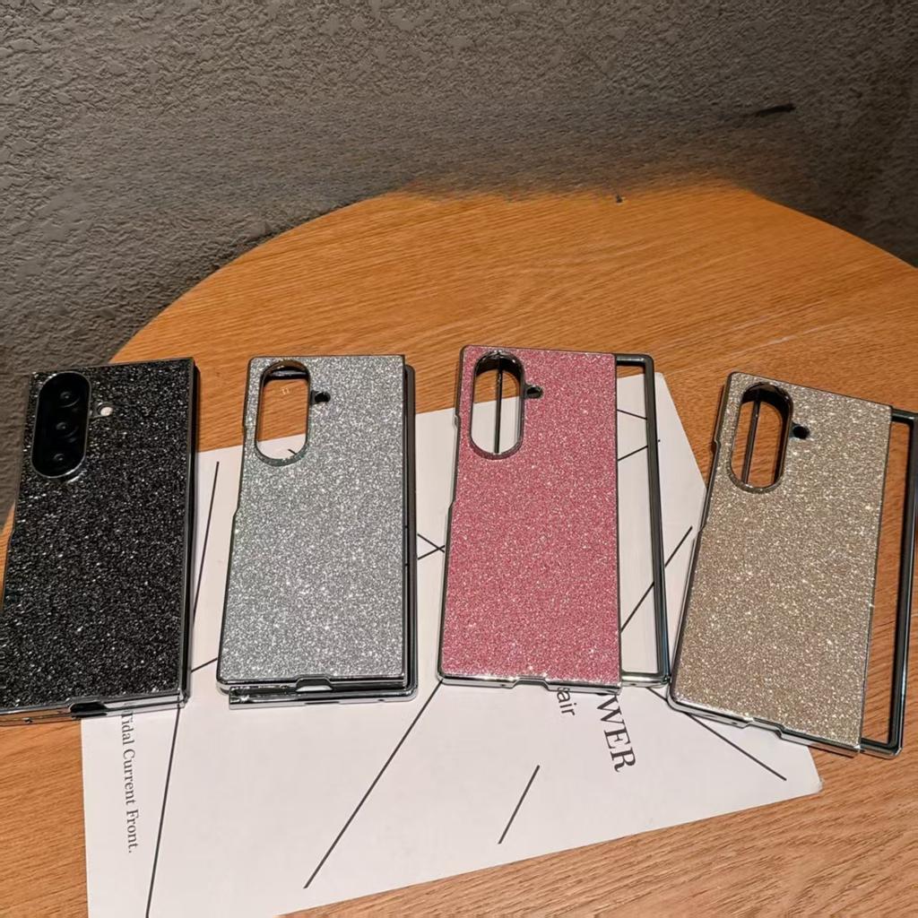 Samsung ZFold7 Folding Mobile Phone Case ZFlip7 Electroplated Flash Powder 4 5 6 Full Cover Anti Fall Hard Cover