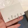 6Pcs Rhinestone Star Stud Earrings for Women Y2K Style Ear Buckle Sweet Crystal Pentagram Exquisite Accessories Fashion Jewelry