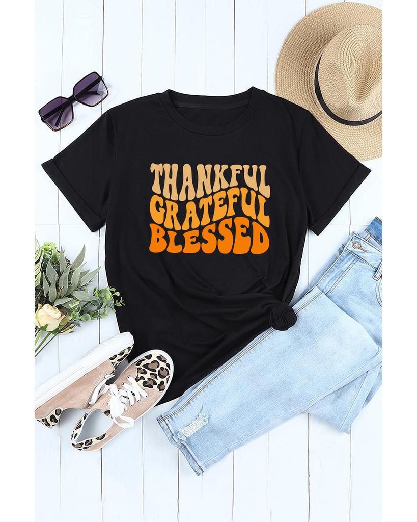 Azura Exchange Thankful Grateful Blessed Graphic Tee