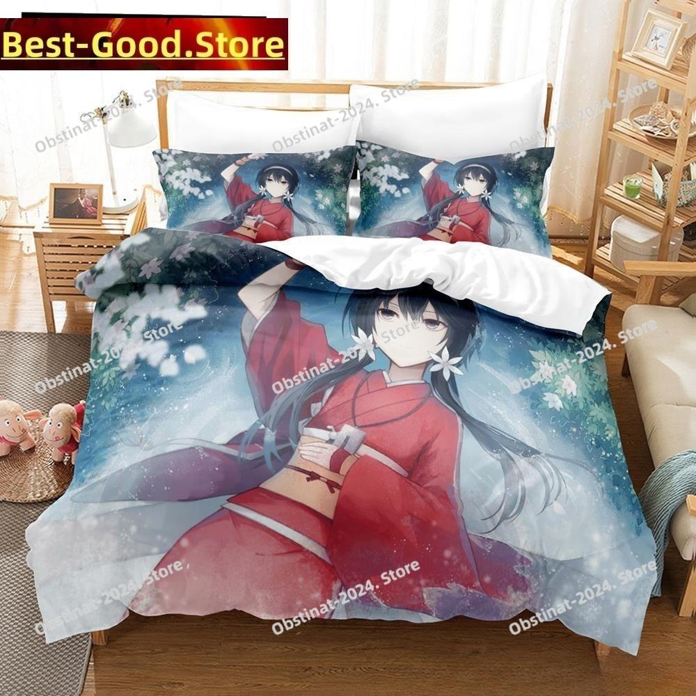 3D Print Anime Kawaii Girl Kyouka Bedding Set Printed Bed Set Duvet Cover Sheet Pillowcase Soft Quilt Cover Full Queen King Size