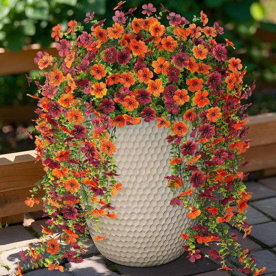 1/2/3/4Pcs Fall Hanging Artificial Violet Flower UV Resistant Realistic Fake Flower Wedding Party Indoor Outdoor Garden Wall Hanging Faux Flower