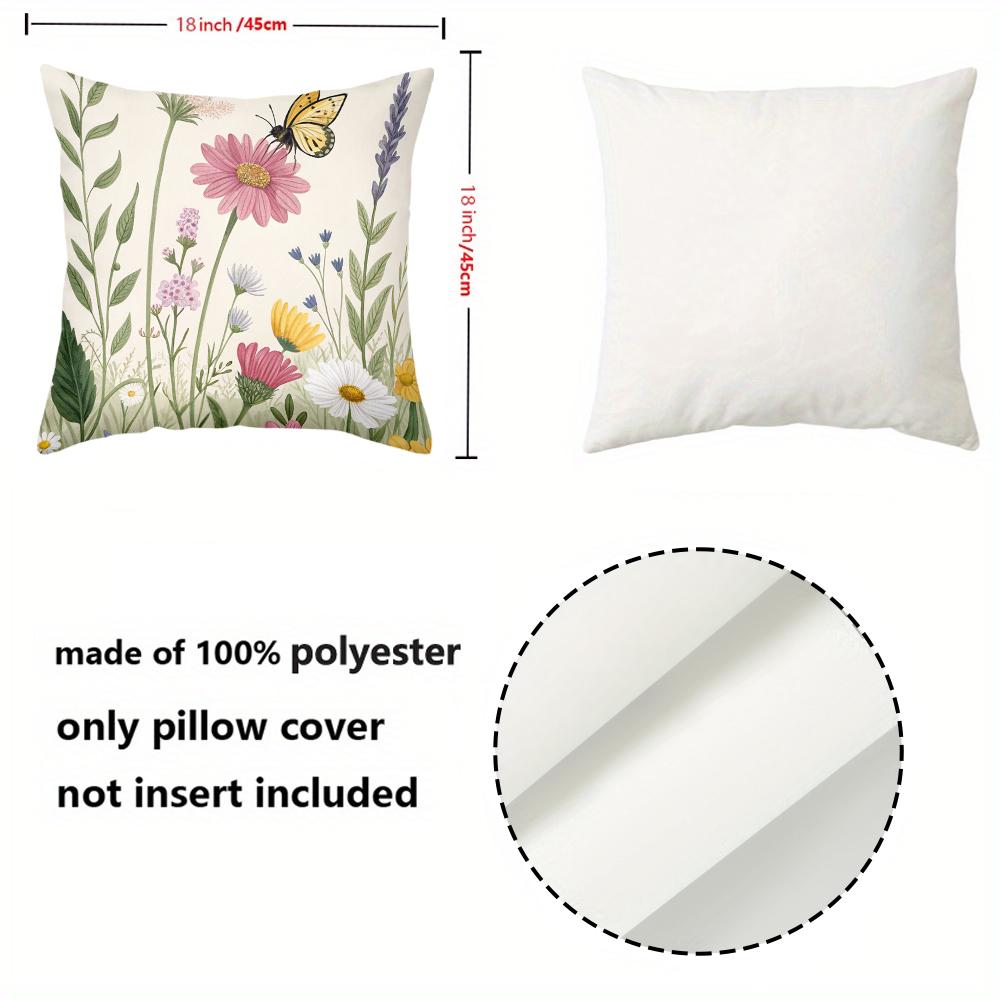 1 Pieces Vintage Wildflower Butterfly Throw Pillow Covers Pattern Cushion Cover Suitable For Sofa Bedroom Car Pillow Cover