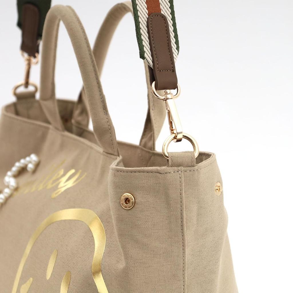 Cuco SMILEY Logo Perła x Nadruk Folią Torba Tote Dwustronna 2553111704 Beżowy (300)