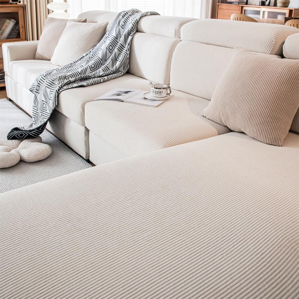Thicken Stripe Jacquard Stretch Removable Sofa Seat Cushion Cover Washable for Living Room Kids Pets Furniture Protector