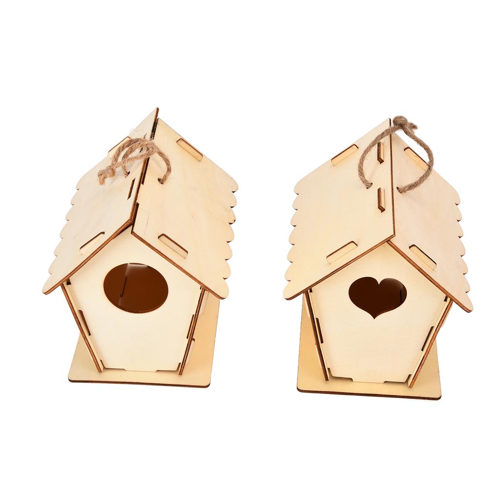 Bird House DIY Wooden Manual Graffiti Outdoor Hanging Bird House Bird Cage Crafts