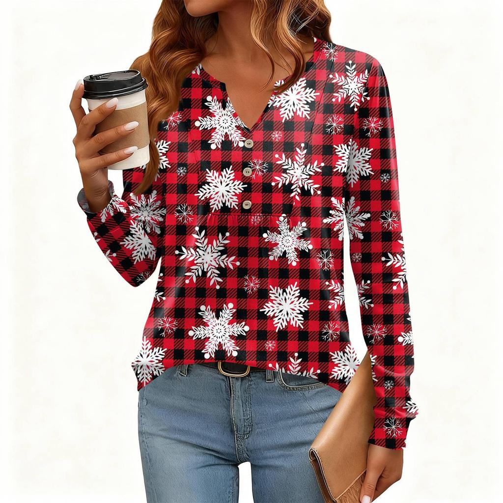 Γυναικείο Χαλαρό, V-λαιμόκοψη, Ρετρό Χρώμα, Μπλοκ με Φλοράλ Σχέδιο, Μακρυμάνικο Πουλόβερ T-shirt