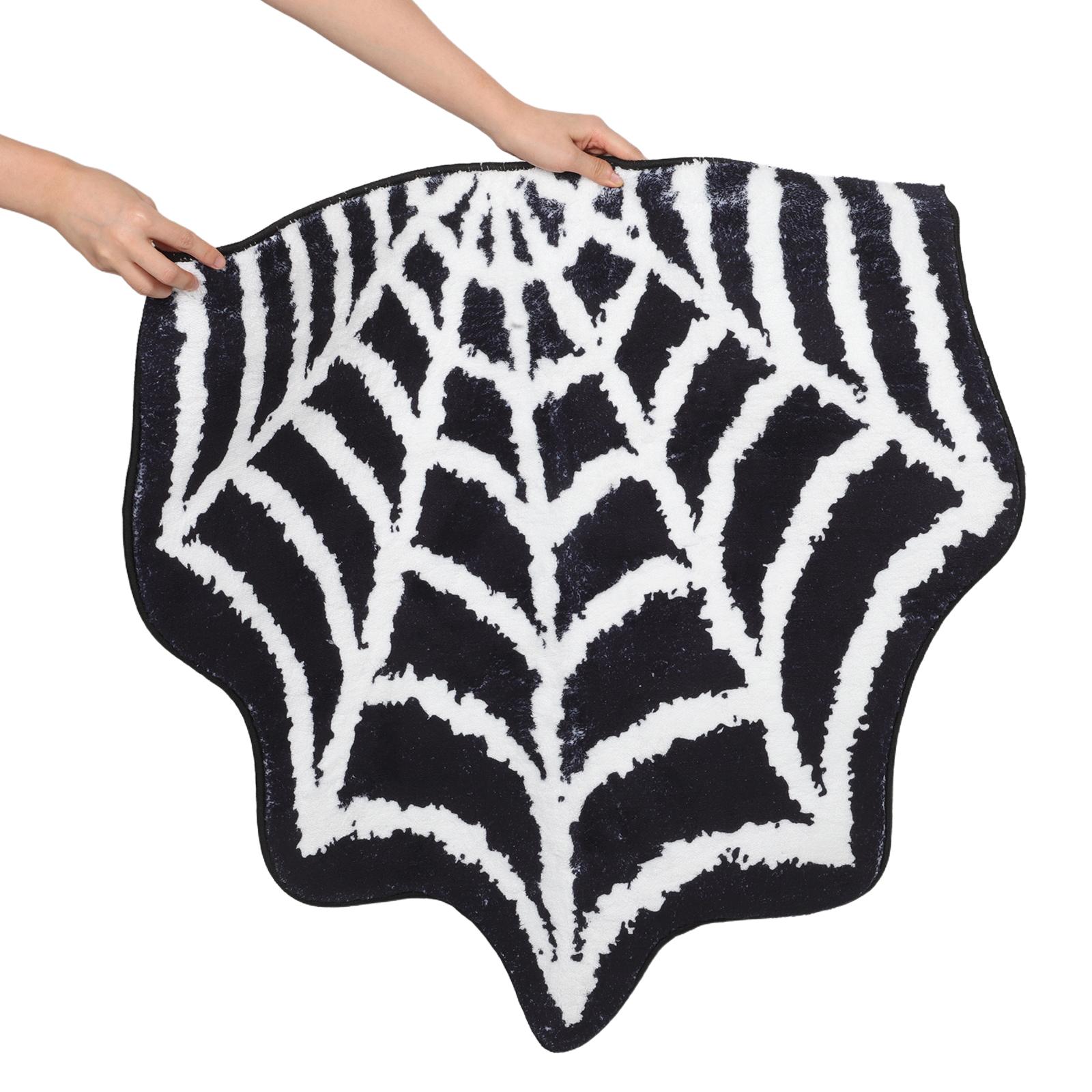 

Halloween Spiderweb Floor Mat Soft Faux Cashmere Non-Slip Absorbent Bathroom Kitchen Rug Spooky Front Door Entrance Mat жовтий