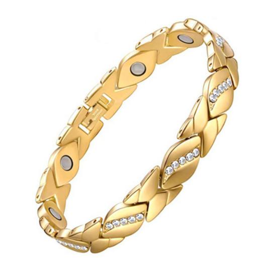 

Women Bracelet Micro-Paved Rhinestones Inlaid Leaf Design Electroplated Bangle Wrist Jewelry Accessories