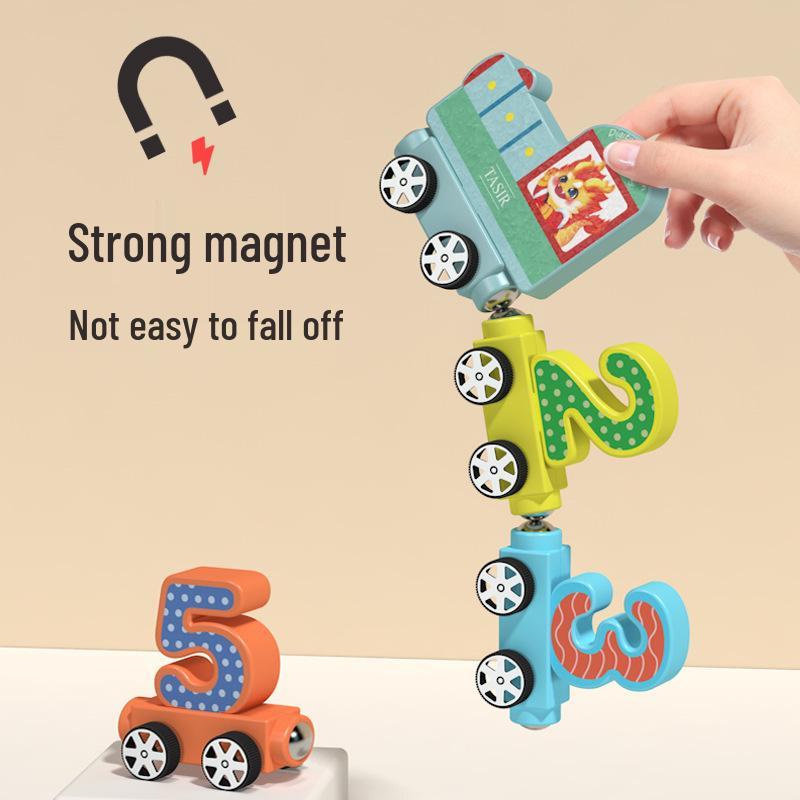 Wooden Magnetic Number Train: Educational Toy for Kindergarten & Early Learning
