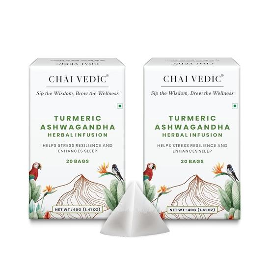 Té Chai Védico | Té de Ashwagandha | Té de Hierbas | Cúrcuma | Té de Infusión | 40 Bolsitas de Té | Polvo de Té