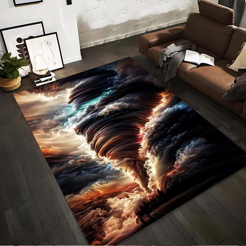 "Abstract Tornado Cloud Pattern Area Rug for Living Room Decor" Suitable for use as an anti-slip for living room bedroom sofas