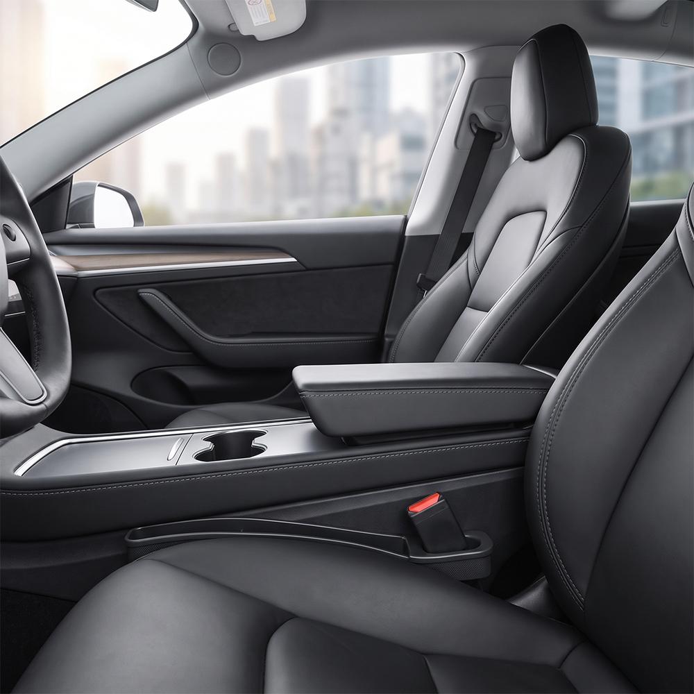 Car Seat Gap Filler Organizer TPE Side Seam Car Gap Filler Leakproof with Storage for Tesla Model 3 Highland Model Y Juniper