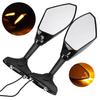 2Pcs Motorcycle Handlebar Mount Rearview Mirror with LED Turn Signal Lights