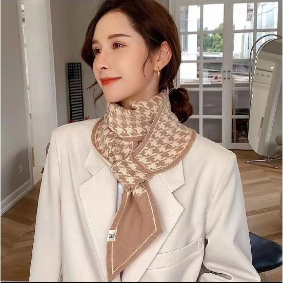 

Женские шарфы на осень и зиму, двухсторонние теплые маленькие шарфы с узором «Тысяча птиц» и диагональными краями, универсальный воротник 13 * 125CM