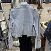 Retro Court Style Buckle Decoration Long Sleeved Top for Spring and Autumn Fashion Stand Up Collar Denim Short Jacket