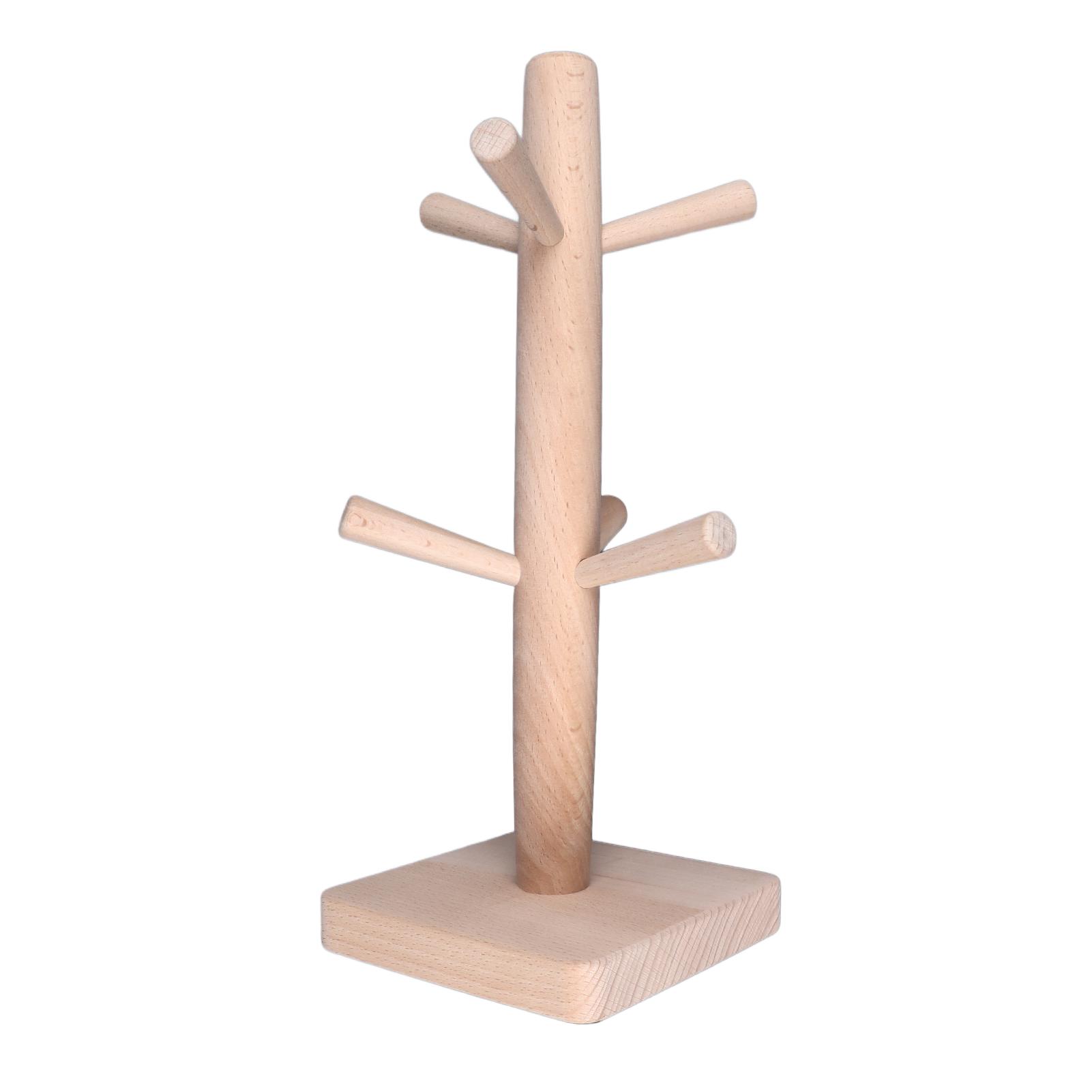 

Дерево-подставка для кружек, деревянная вешалка-подставка с 6 крючками, утяжеленное основание, нескользящая, стойка для кофейных кружек для кухонной столешницы, шкафа