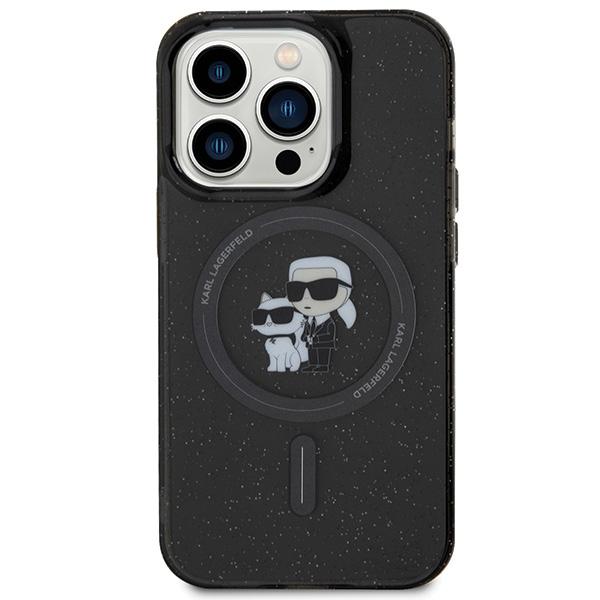 Karl Lagerfeld Klhmp15Lhgkcnok Iphone 15 Pro 6.1 Czarny/Black Hardcase Karl&Choupette Glitter Magsafe
