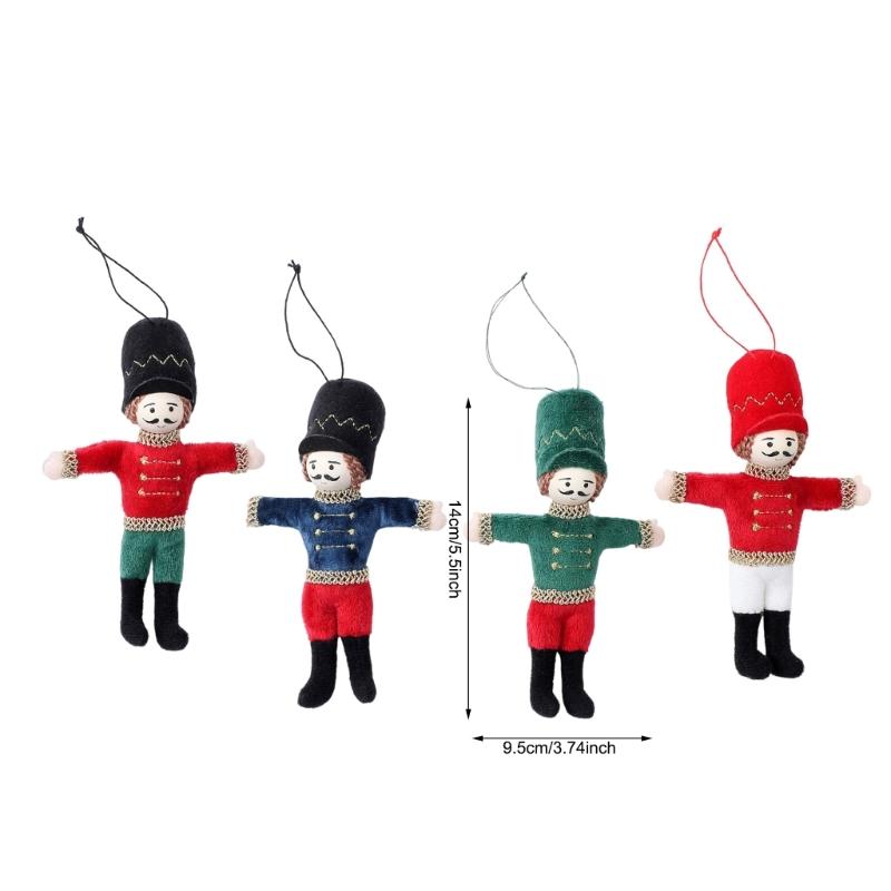 Classical Fabric Nut Cracker Soldier Figures Christmas Tree Hanging Ornaments Holiday Home Decoration