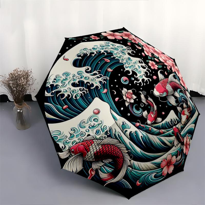 1pc Lucky Carp Automatic 3-Fold Umbrella Design, Cute Cartoon Pattern, Portable Outdoor Umbrella, Perfect, Holiday Gift for Disney fans.U055