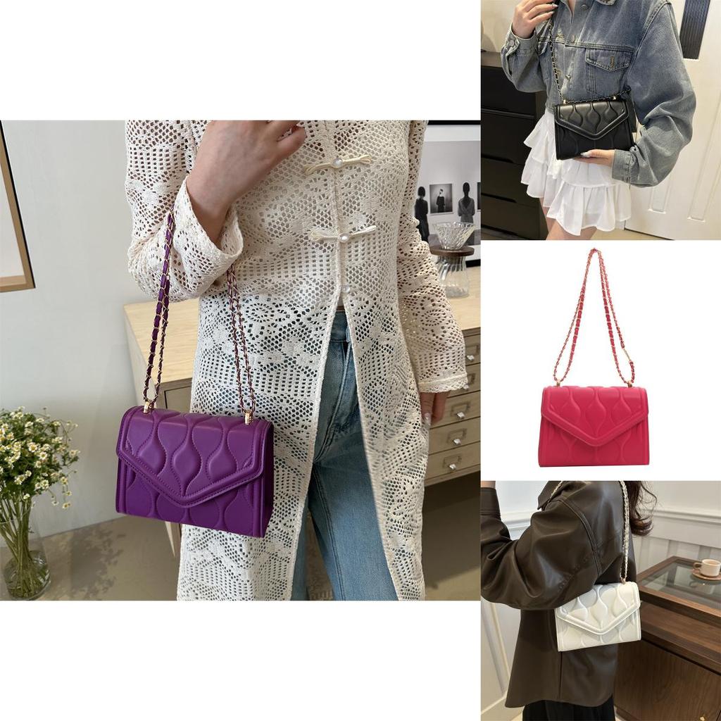 Stylish Black White Purple And Fuchsia Crossbody Chain Bag For Trendy Casual Outfits With Versatile Chic Design