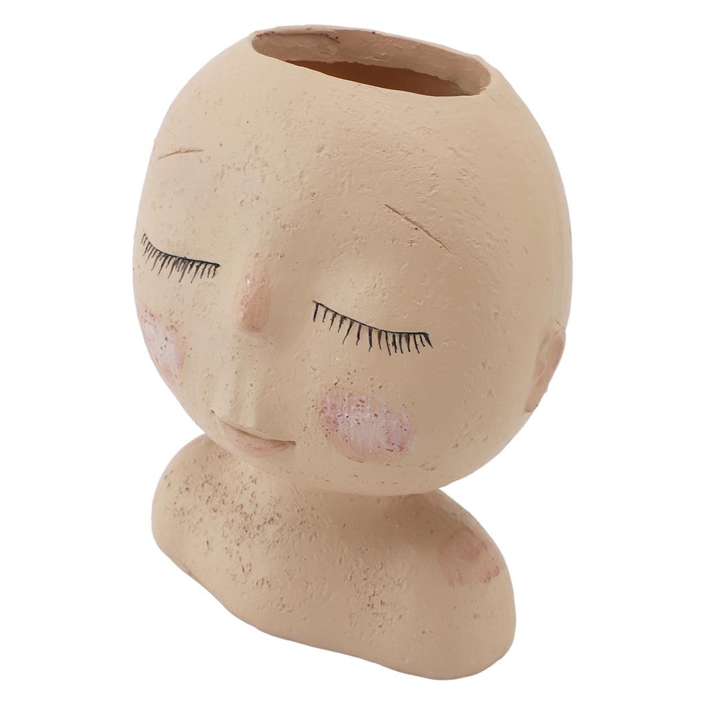 Face Planter Pot Resin Fade Proof Cute with Drainage Hole Head Succulent Pot for Decoration Type 3