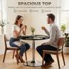 Round Bar Table, Modern Dining Table with Tempered Glass Top and Steel Frame for 4, 70 x 70 x 75.5cm, Black
