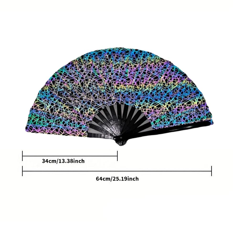 New Foldable Bamboo Fan 33cm Lightweight Holding Laser Colors Hand Fan Portable PVC Clack Clapping Fans for Line Dancing
