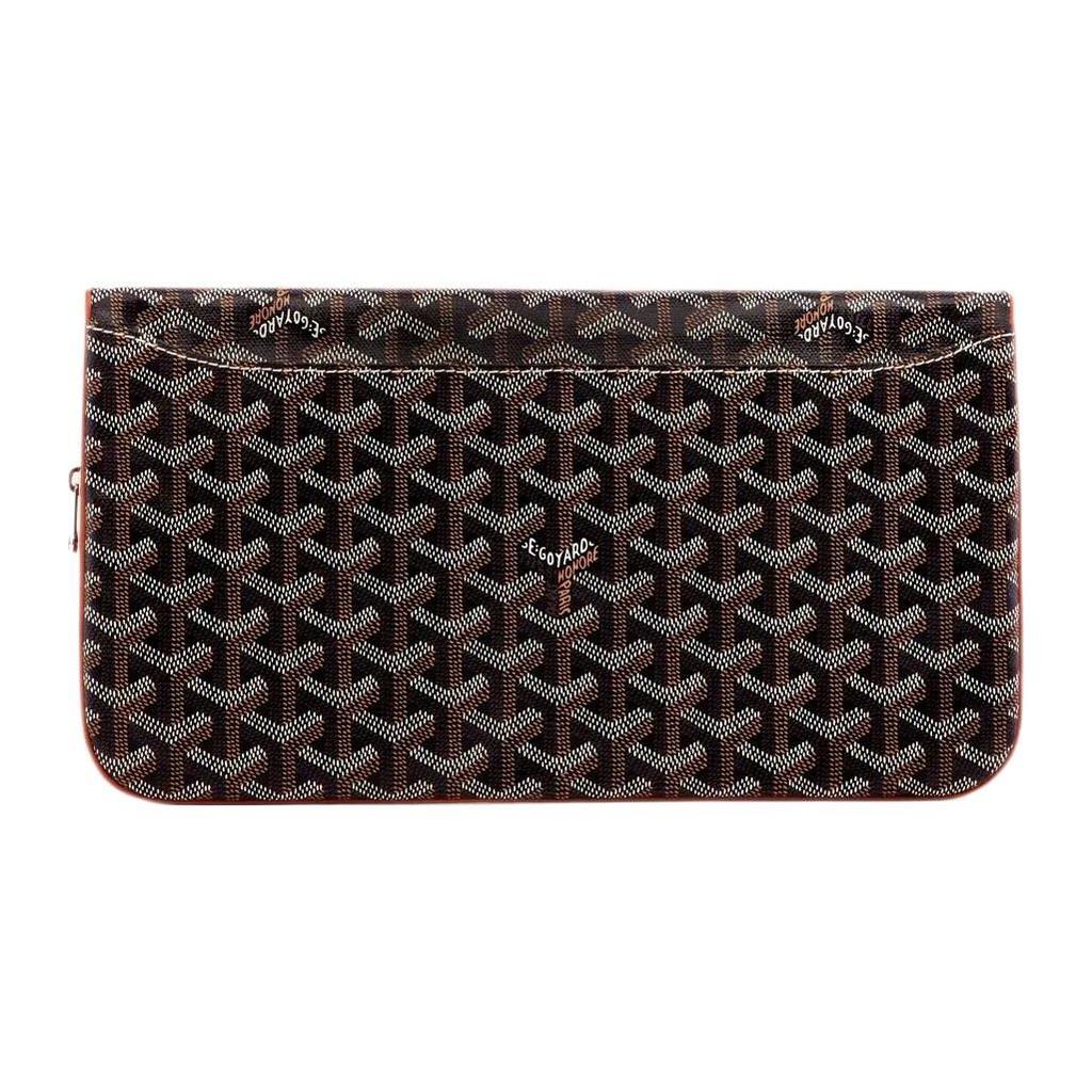 Goyard Sainte-Marie Monogrammed Flap Design Canvas And Leather Clutch Bag Medium Unisex clutch bag Brown STMARIMMLTY-01CL03P