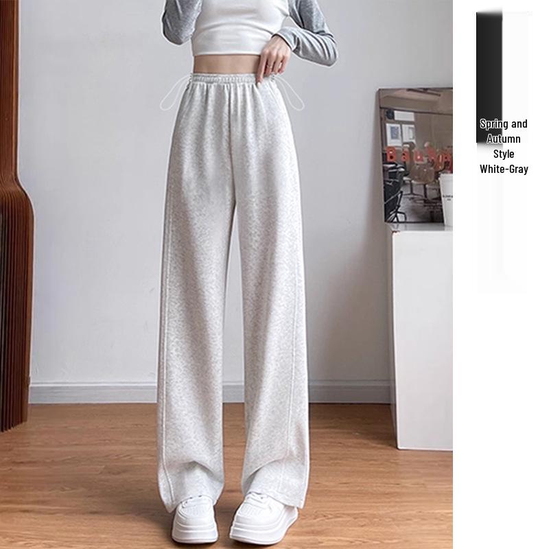 Maternity Wide-Leg High-Waist Lambswool Drawstring Pants with Velvet Lining 2XL