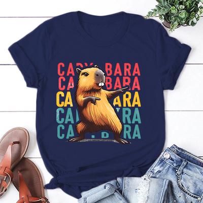 Neues Capybara-Print-T-Shirt Unisex Lässig Kurzarm-T-Shirt Damenmode Capybara Grafikdruck Tops Tees