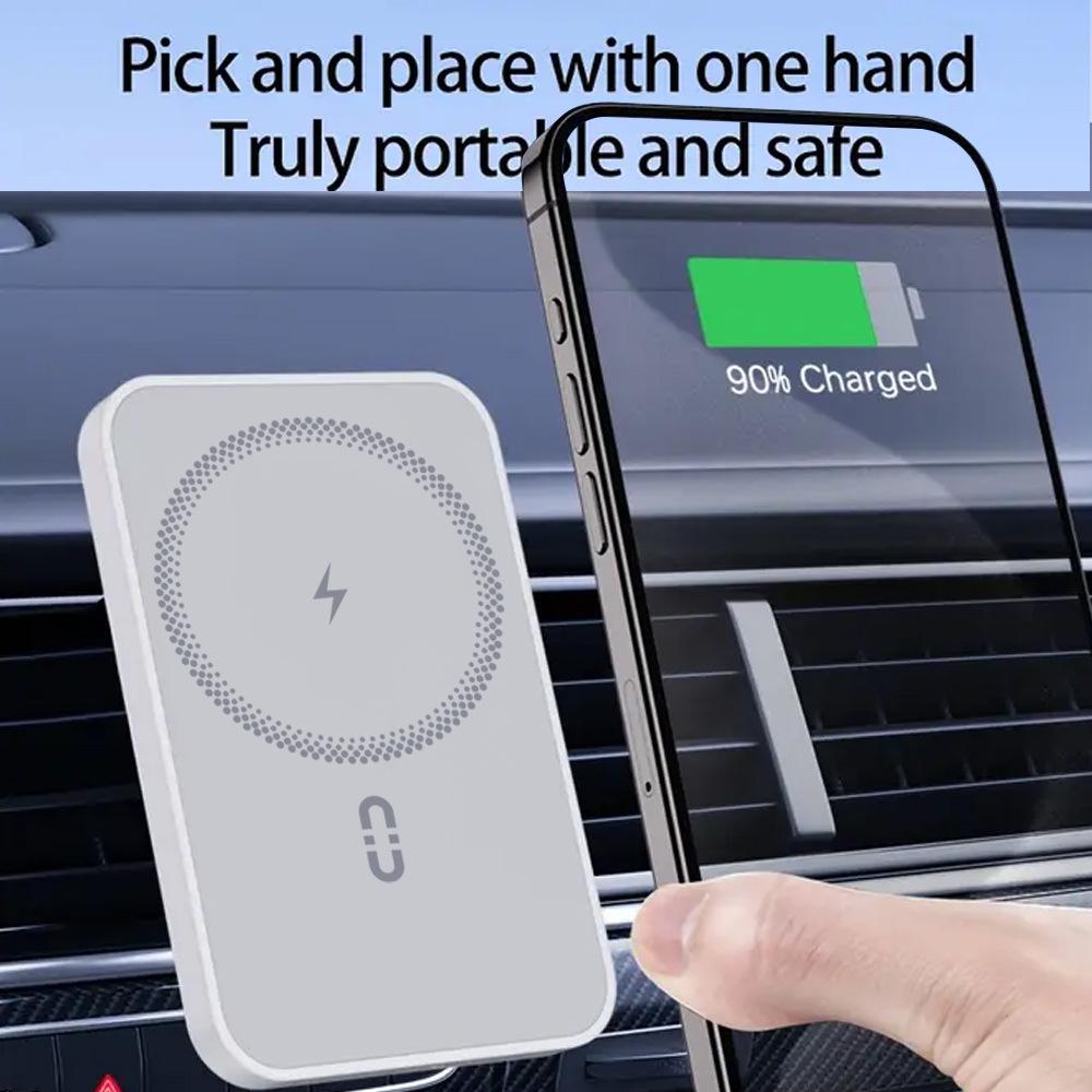 Magnetic Wireless Car Charger & Holder for iPhone - Magsafe Compatible, 15W Fast Charging