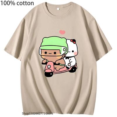 Magliette Cartoon Bubu e Dudu Orso Panda Grafica Abbigliamento Donna Kawaii Stampa T-shirt Estiva Cotone T-shirt Uomo Casual Camicia Ragazza