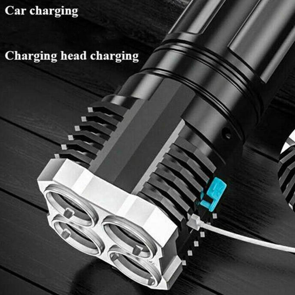 Latarki LED o dużej mocy Latarka kempingowa z 4 diodami i bocznym światłem COB Akumulatorowa Przenośna Latarka Ręczna 4 Tryby Oświetlenia