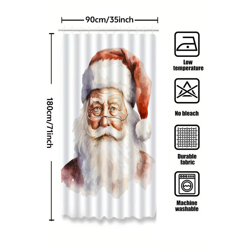 Tu Vintage Santa Claus Shower Curtain Christmas Holiday Bathroom Decor Rustic Farmhouse Xmas Backdrop Festive Holiday Home Texti