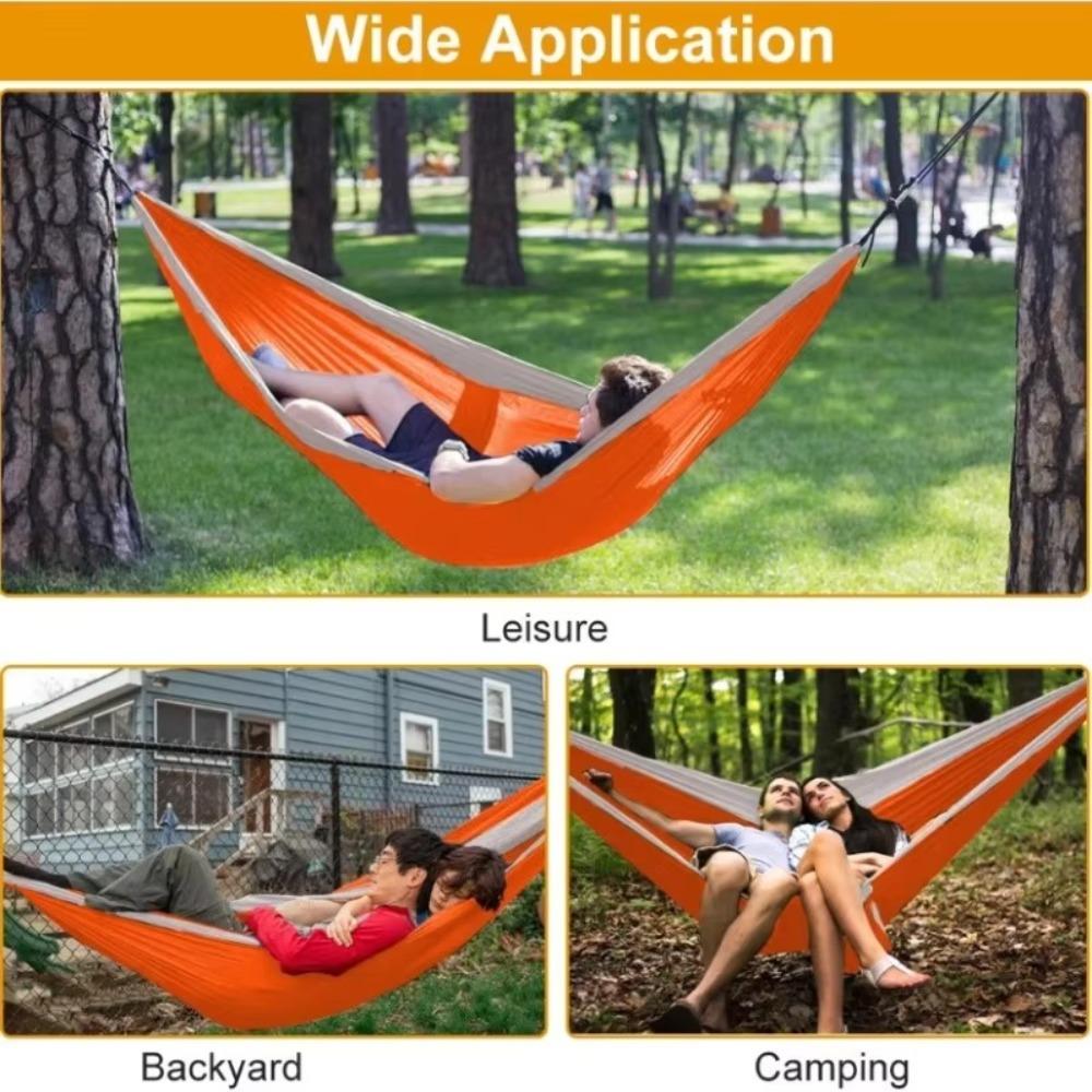 Double Nylon Hanging Bed Portable Camping Swing Useful Camping Hammock Outdoor