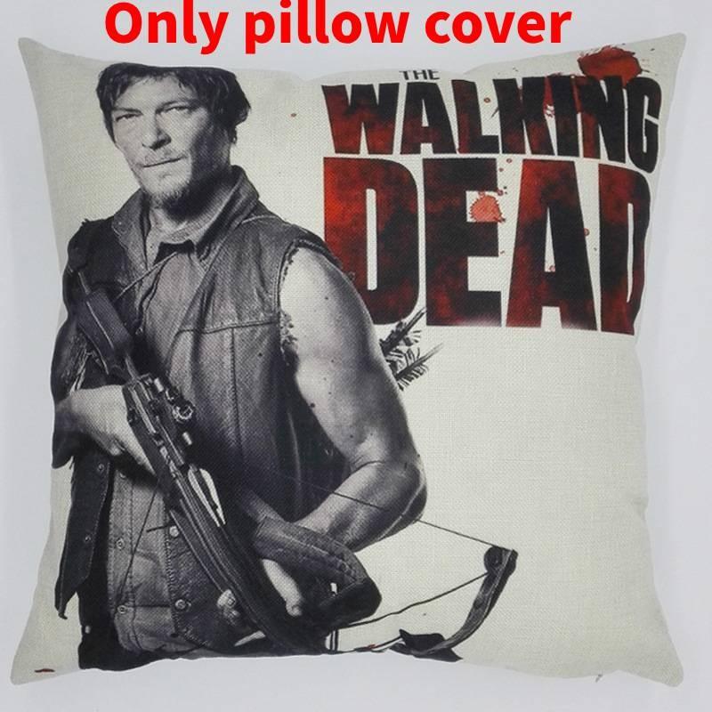Premium Grey Linen Walking Dead Sofa Pillow Case For Fans Of Zombie Series 45x45cm