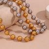 Punk Hip Hop 47CM Gold Silver Color Beads Necklace Men Stainless Steel Luxury High Quality Waterproof Necklace Jewelry For Women