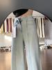 Women's High-Waisted Light Blue Straight-Leg Jeans - Summer Loose Wide-Leg Floor-Length Pants for Plus Size.
