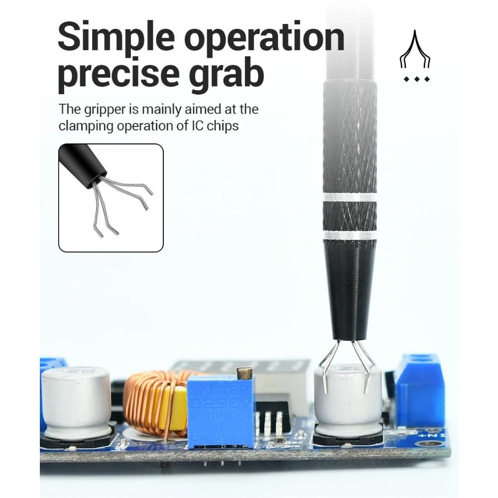 Electronic Component Grabber Four Claw IC Chip Extractor Screw Picker Tweezers Pick Up Tool Metal Grabber Repair Hand Tool