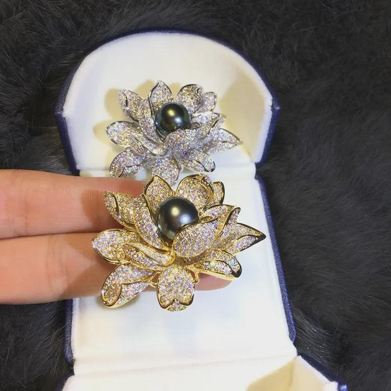 DIY Lotus Pearl Brooch Kit: Semi-Finished Corsage Pin with Needle for Women