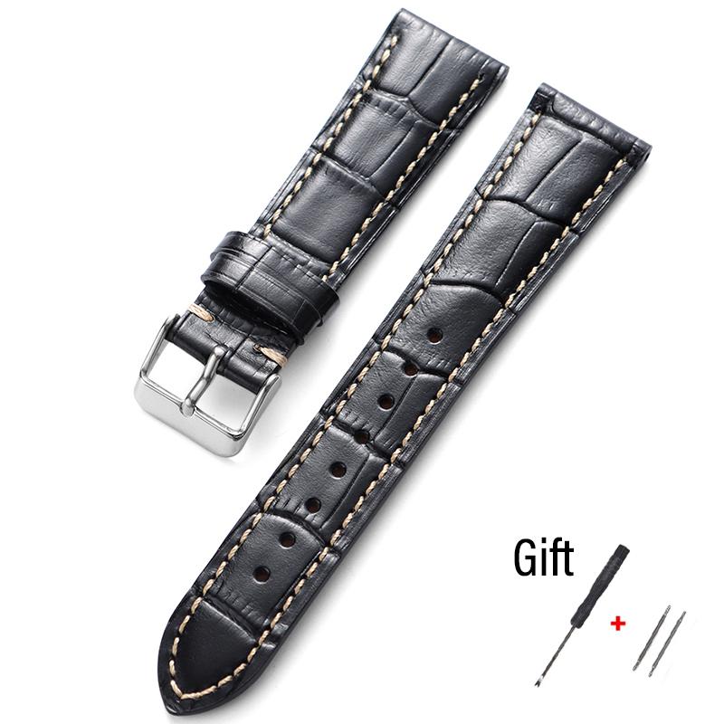 Crocodile Pattern Leather Watch Band 18mm 19mm 20mm 21mm 22mm Durable Calfskin Strap Stitching Waterproof Wristband for Omega