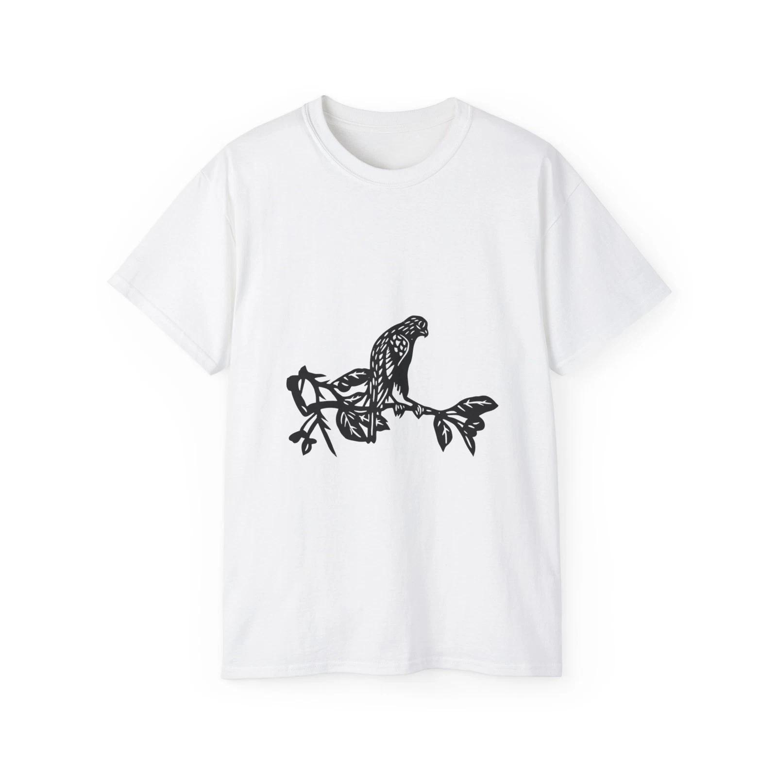 Bird Hawk Branch Eagle Falcon Silhouette | Custom Graphic T-Shirt S