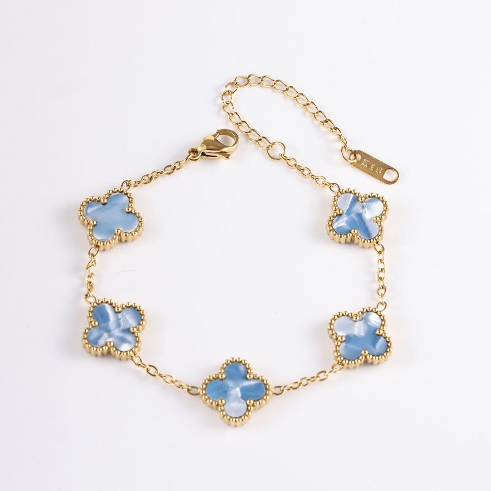 Bracelet Trèfle à Quatre Feuilles 13mm Bracelet Classique Cinq Fleurs Inaltérable