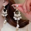French Floral Pearl Tassel Earrings: Vacation Style, Sweet Temperament, High-End Luxury Jewelry for Women