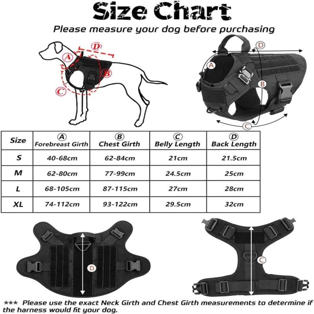 Tactical Leash Harness Nylon Large Dog Dog Vest Pet Chest and Back Collar Set