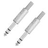 2Pcs Audio Adapter Male Coupler Joiner Guitar Earphone Straight Jack Plug In Connector 6.35mmStereo
