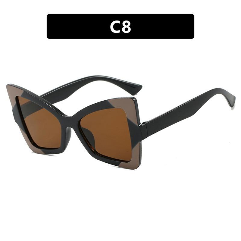 Óculos de Sol Femininos Oversized Olho de Gato da Moda Armação Design de Cor Contrastante Trendy Óculos Borboleta