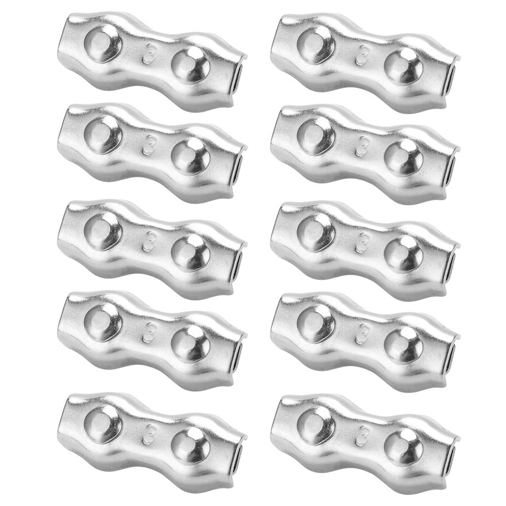 10Pcs Steel Wire Rope Chuck Lock 304 Stainless M3 Double Clip Clamp for Industrial Mechanism