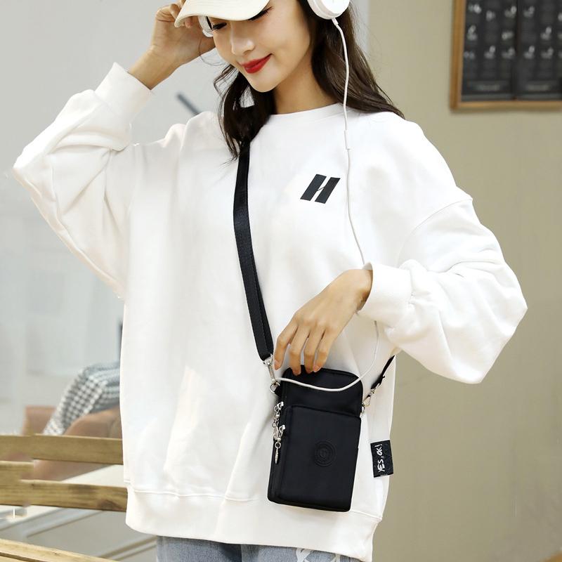 New Women Mobile Phone Bag Nylon Cell Phone Bag Coin Purse Strap Shoulder Bag Small Crossbody Bags for Women Wallet Travel Purse CLE
