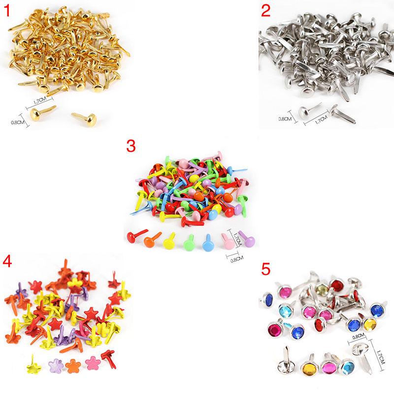 100pcs Rhinestone Metal Brad Paper Fastener for Scrapbook Paper Craft 100pcs Rhinestone Metal Brad Paper Fastener for Scrapbook Paper Craft